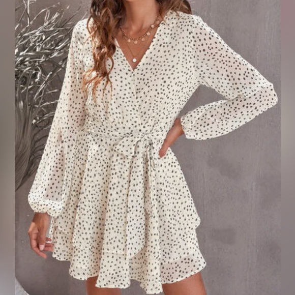 Charming Charlie Pants - 🛍️Charming Charlie Cream and Black Polka Dot Romper